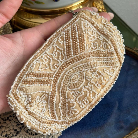 Vintage hand-beaded Ivory small bag