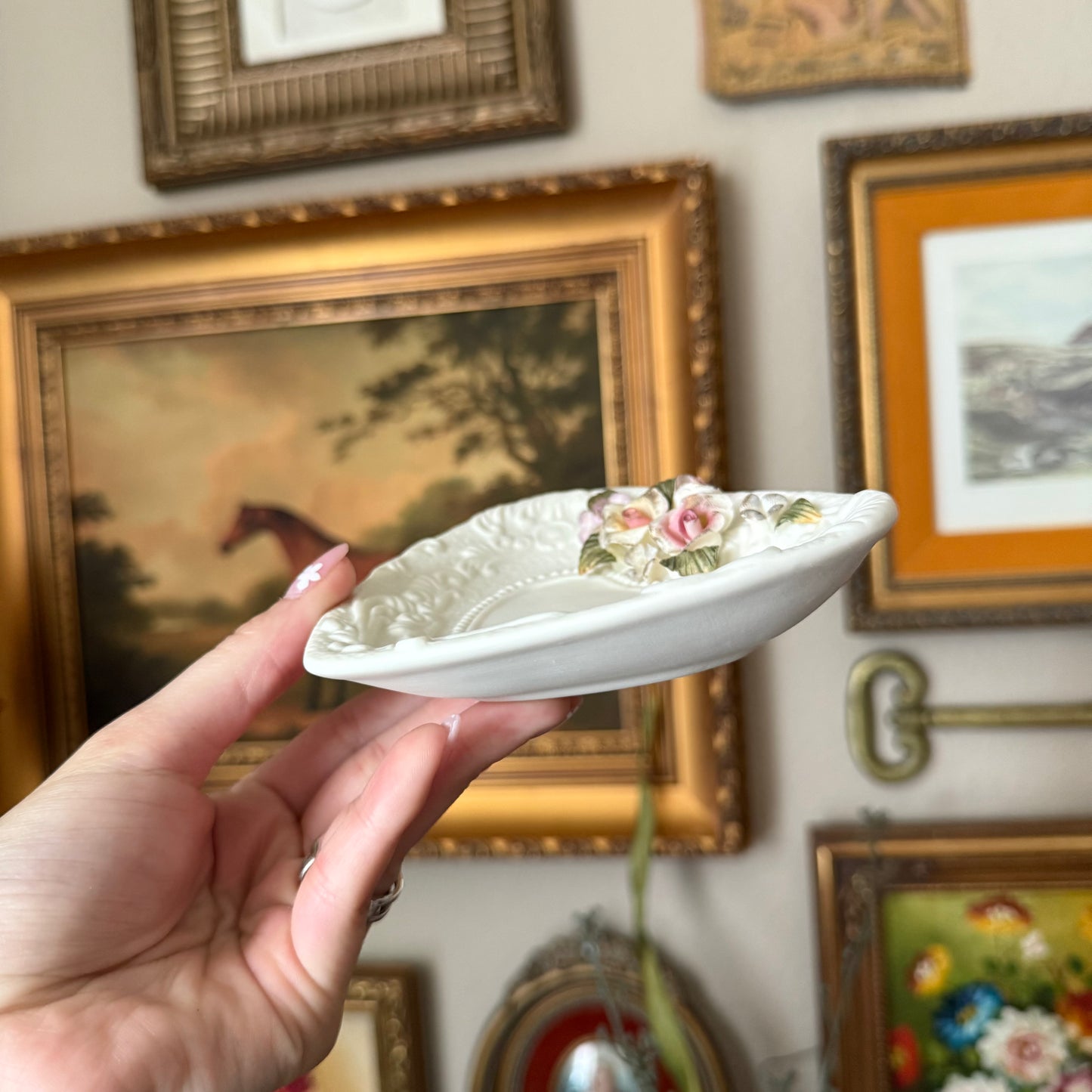 Cornerstone Creations Ceramic Floral Trinket Dish