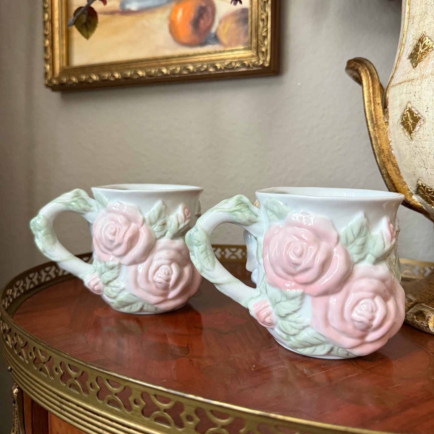 Vintage Avon 1998 Cherub Angel And Roses Pastel Teacup set