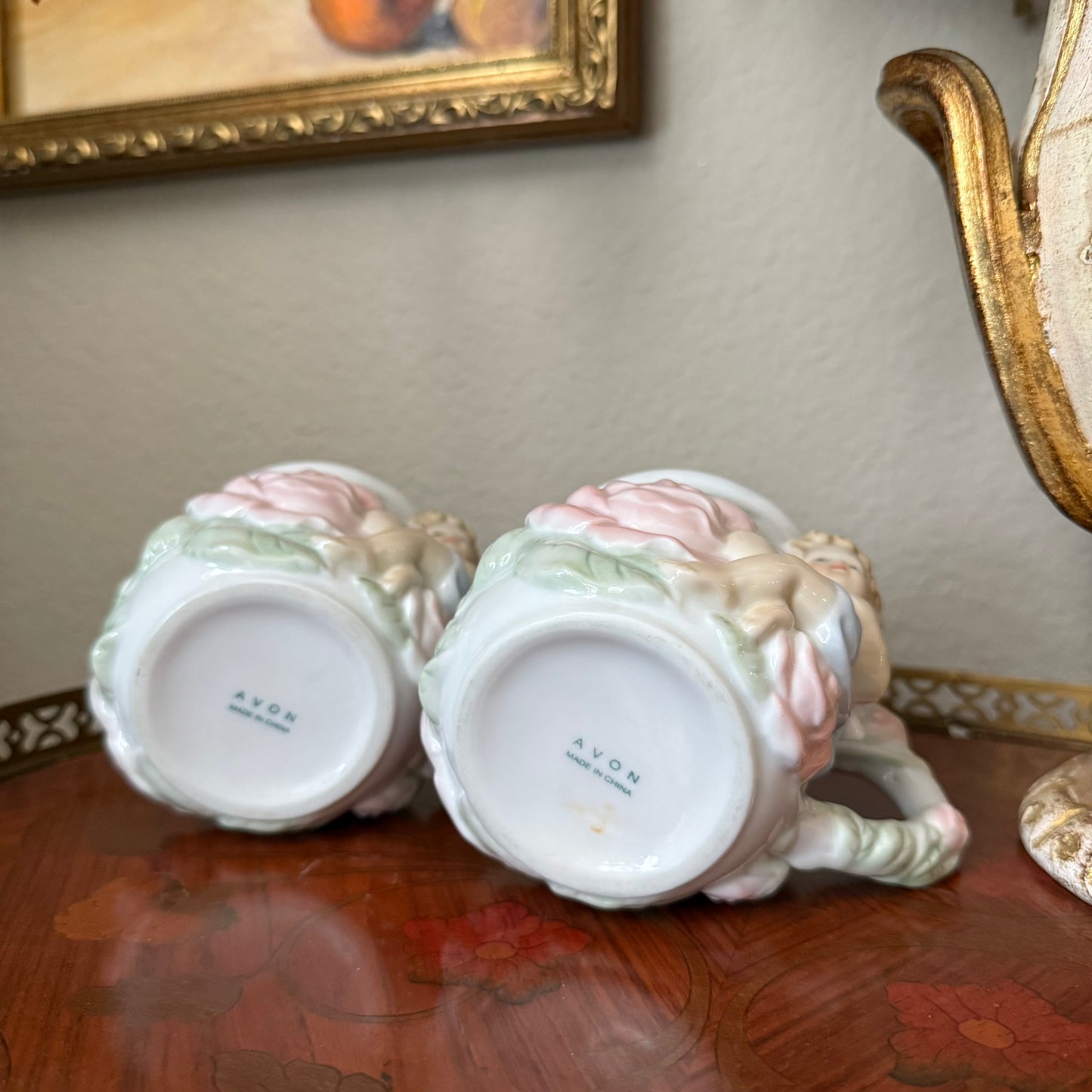 Vintage Avon 1998 Cherub Angel And Roses Pastel Teacup set