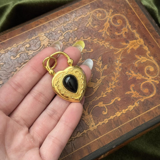 Vintage Joan Rivers Gold Tone Padlock Heart Pendant