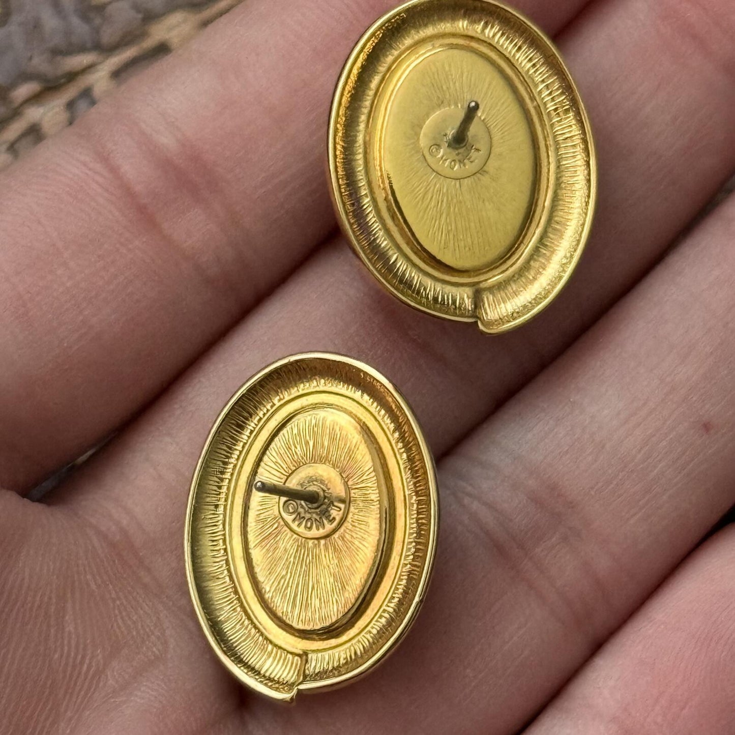 Vintage Monet Black Cabocho Post Earrings