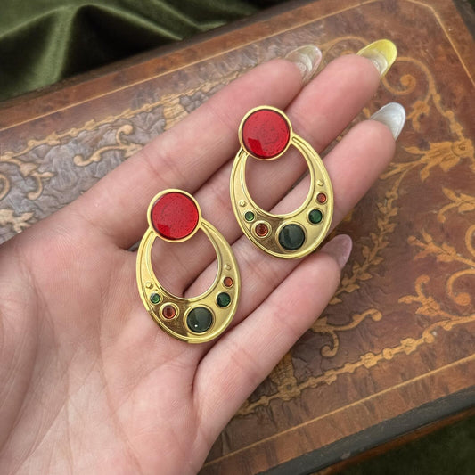 Vintage Enamel Colorful Post Earrings