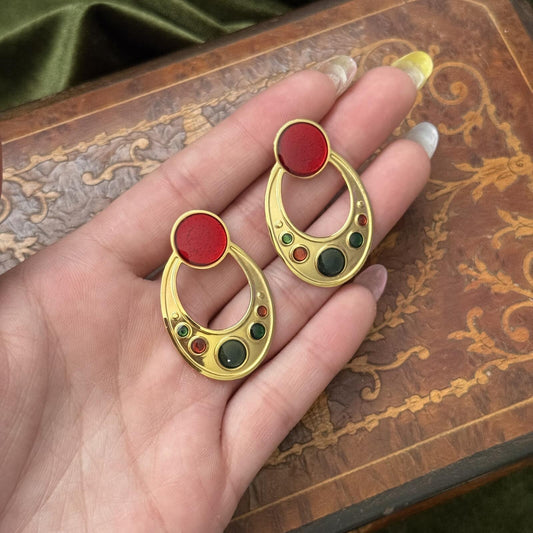 Vintage Enamel Colorful Post Earrings