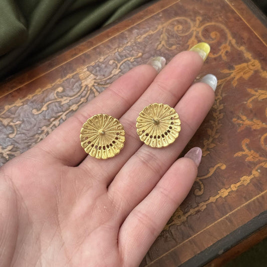 Vintage Gold tone Faux Pearl Post Earrings