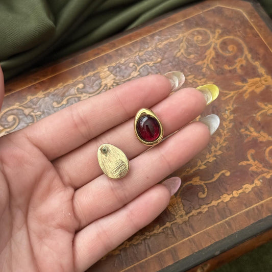Vintage Avon Red Cabochon Post Earrings