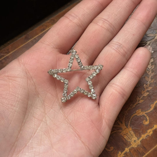 Vintage Rhinestone Star Pin Brooch
