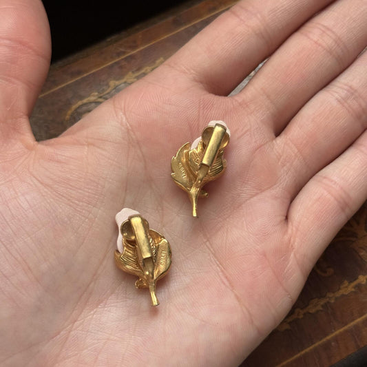 Vintage Avon Ceramic Rose Clip on Earrings