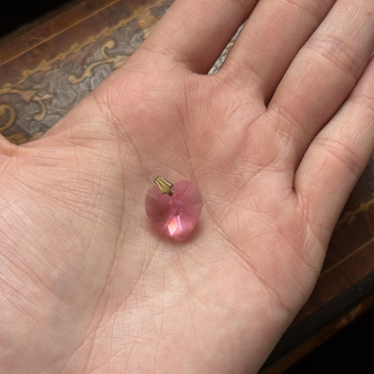 Vintage Pink Glass Heart Pendant