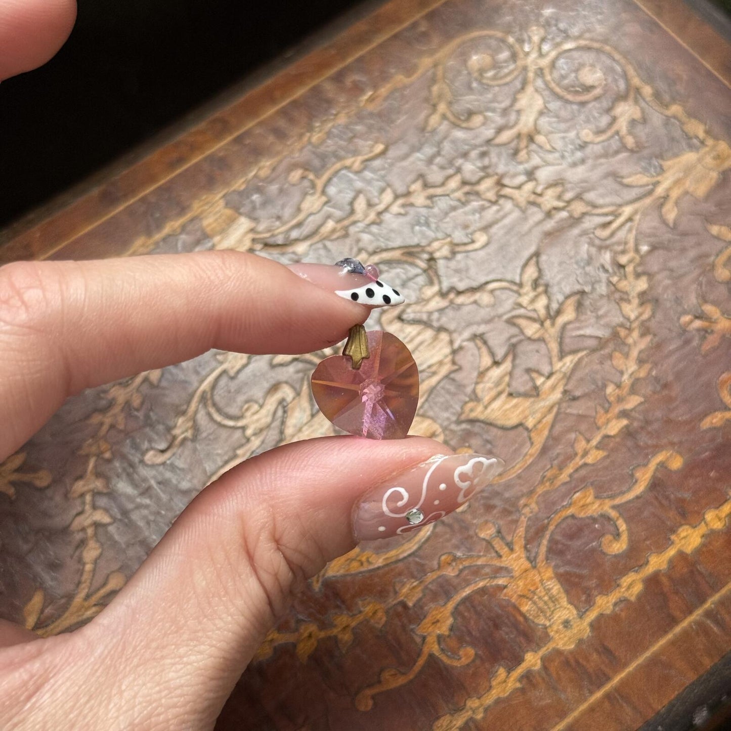 Vintage Pink Glass Heart Pendant