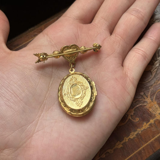 Vintage Avon Brooch Locket with Added Cameo Silhouette