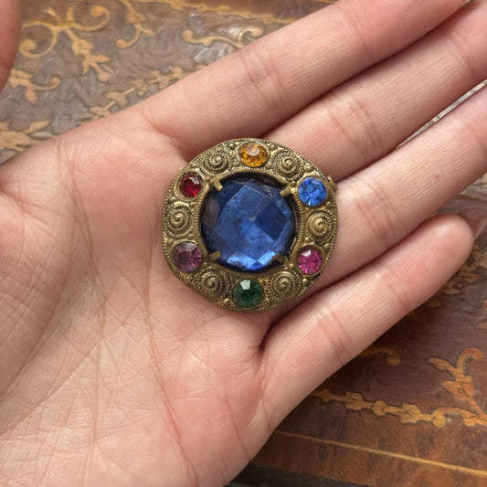 Vintage Antique Glass colorful Brooch