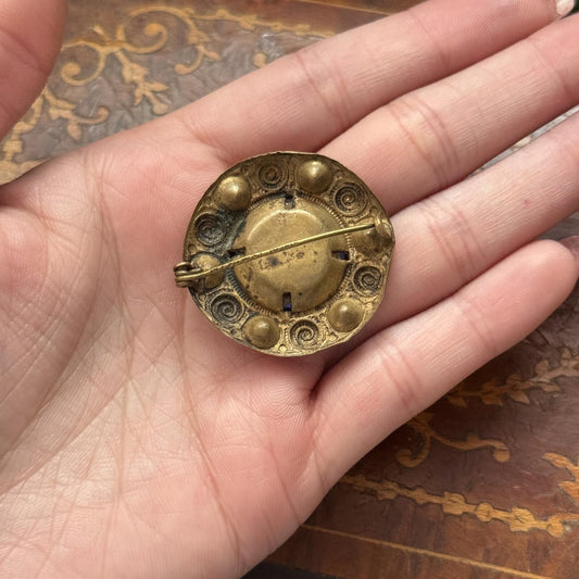 Vintage Antique Glass colorful Brooch