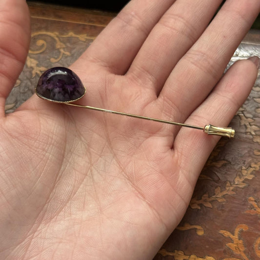 Vintage Purple Glass Stick Pin
