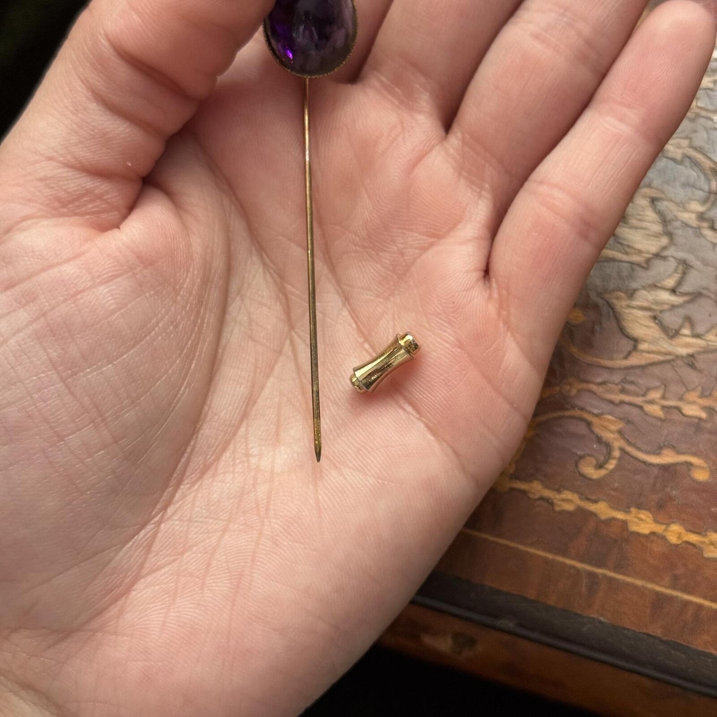Vintage Purple Glass Stick Pin
