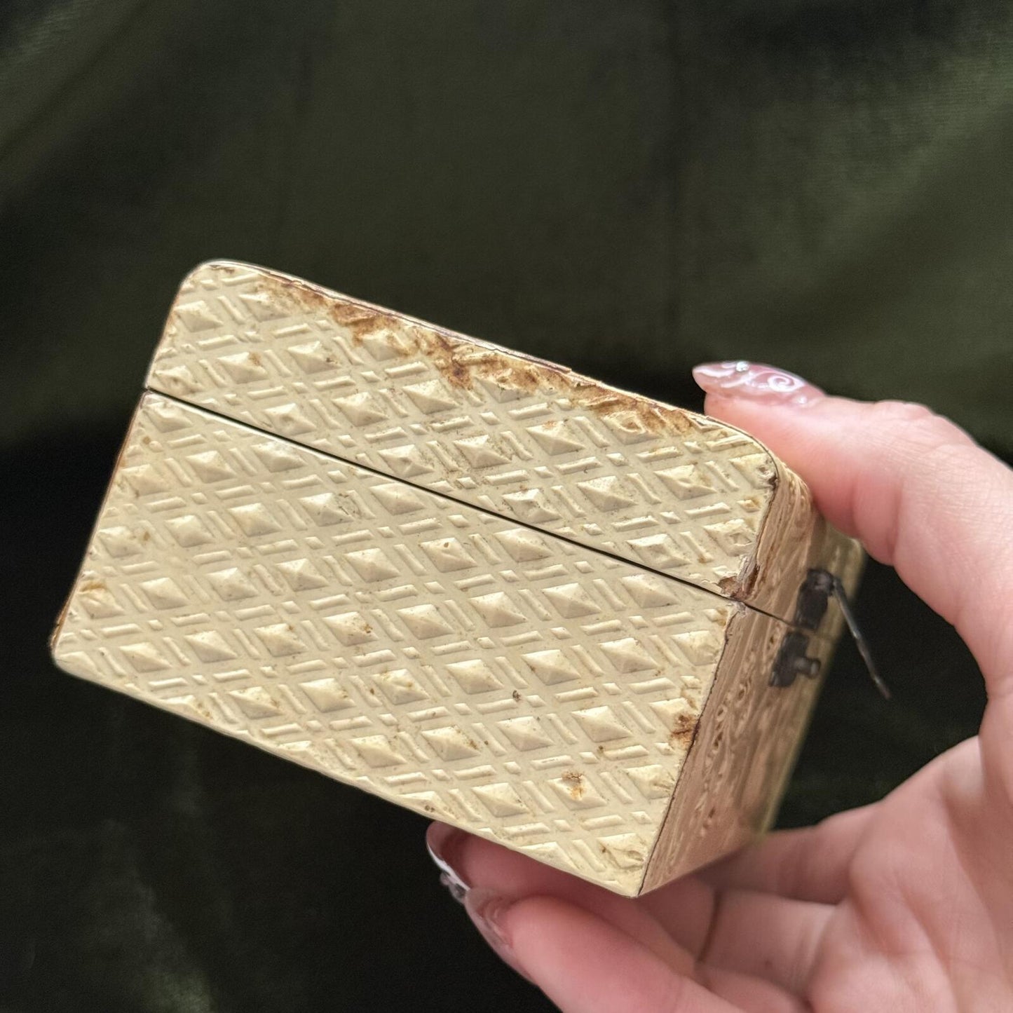 Vintage Antique Cream Ivory Jewelry Box