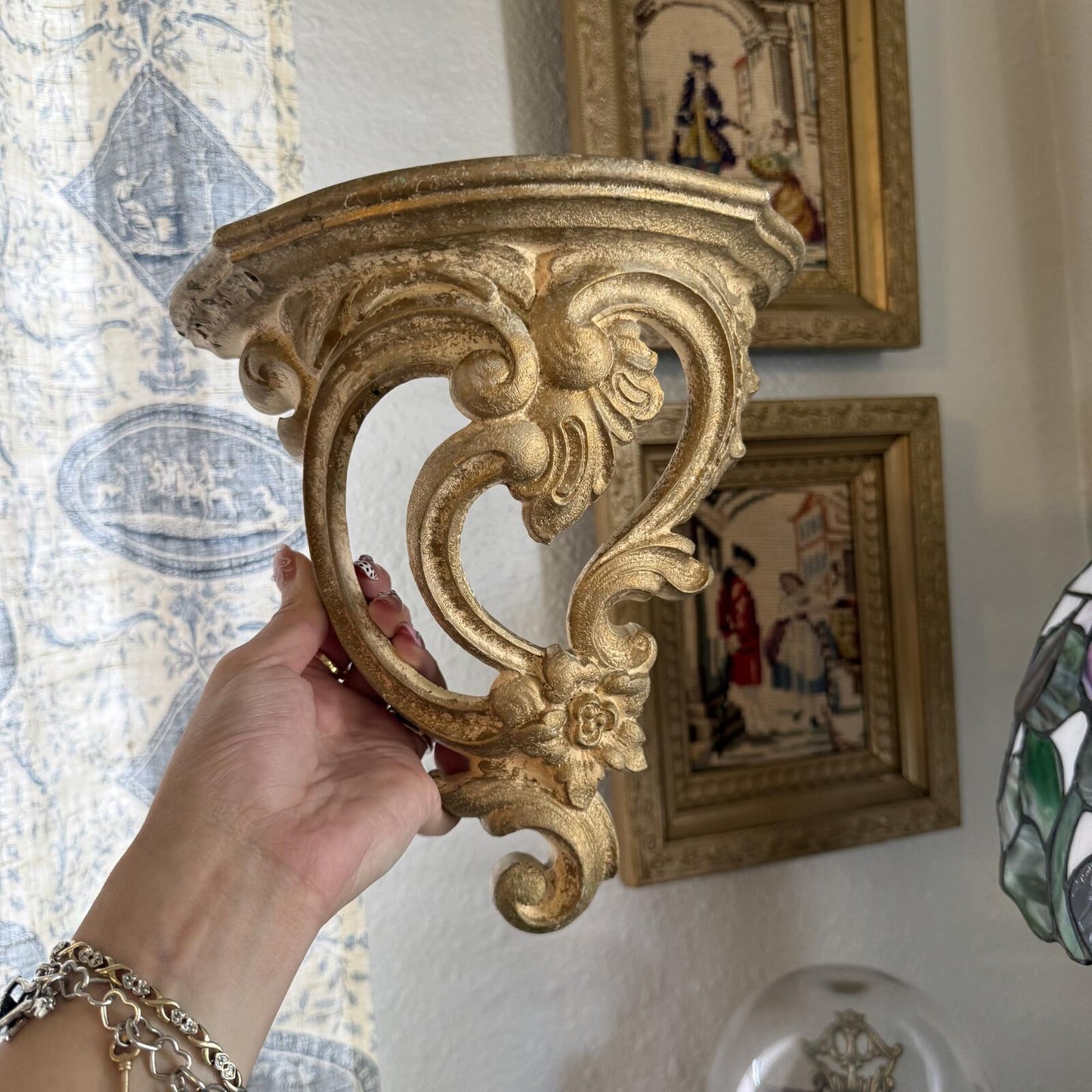 Vintage MCM Gold Plastic Wall shelve Sconce