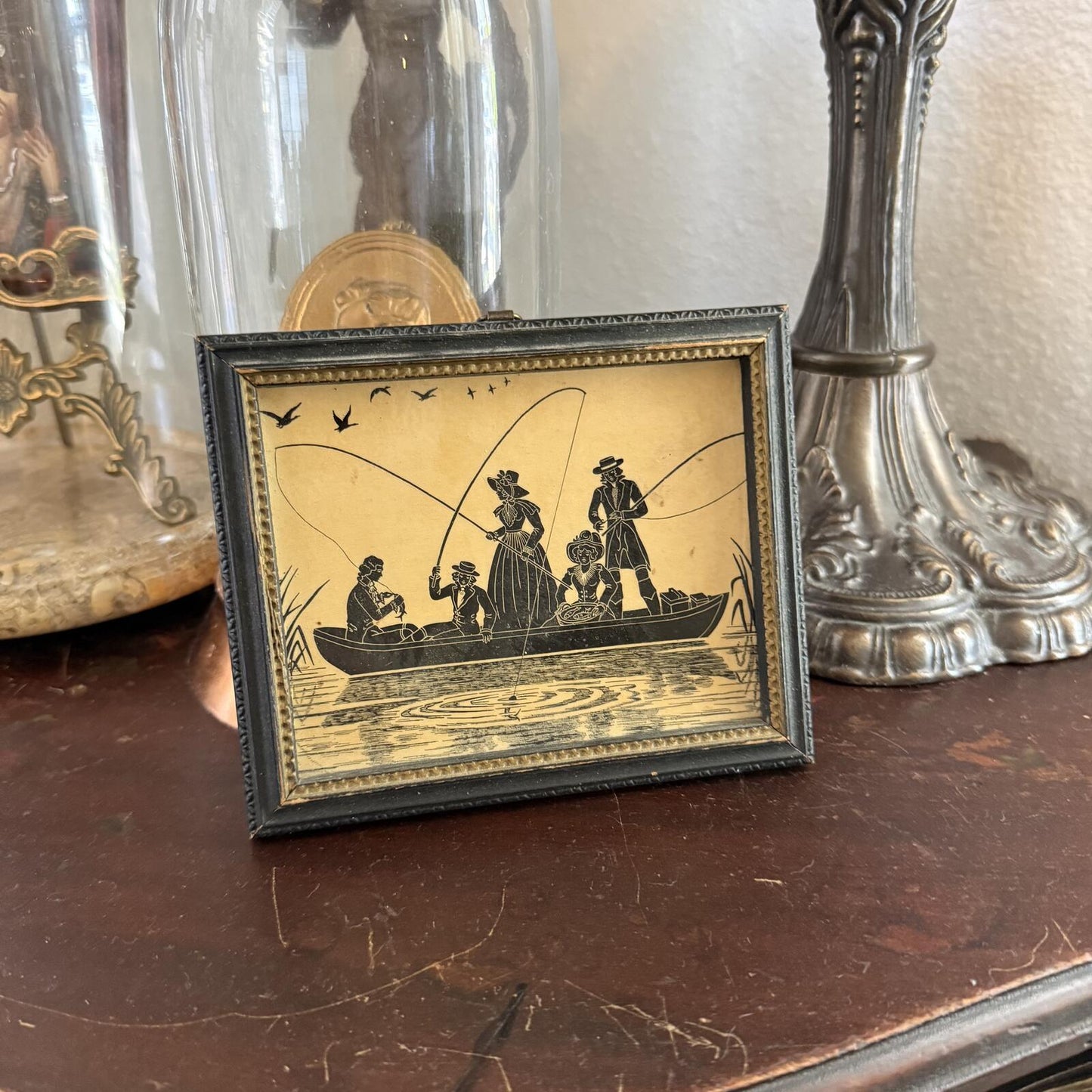 Vintage silhouette picture "Fishing & Tea"
