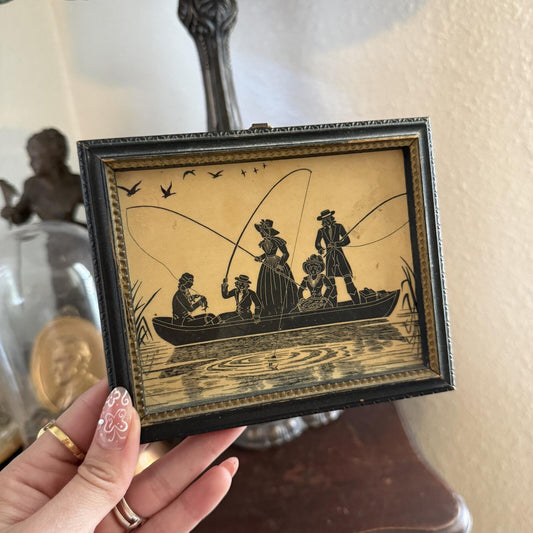 Vintage silhouette picture "Fishing & Tea"
