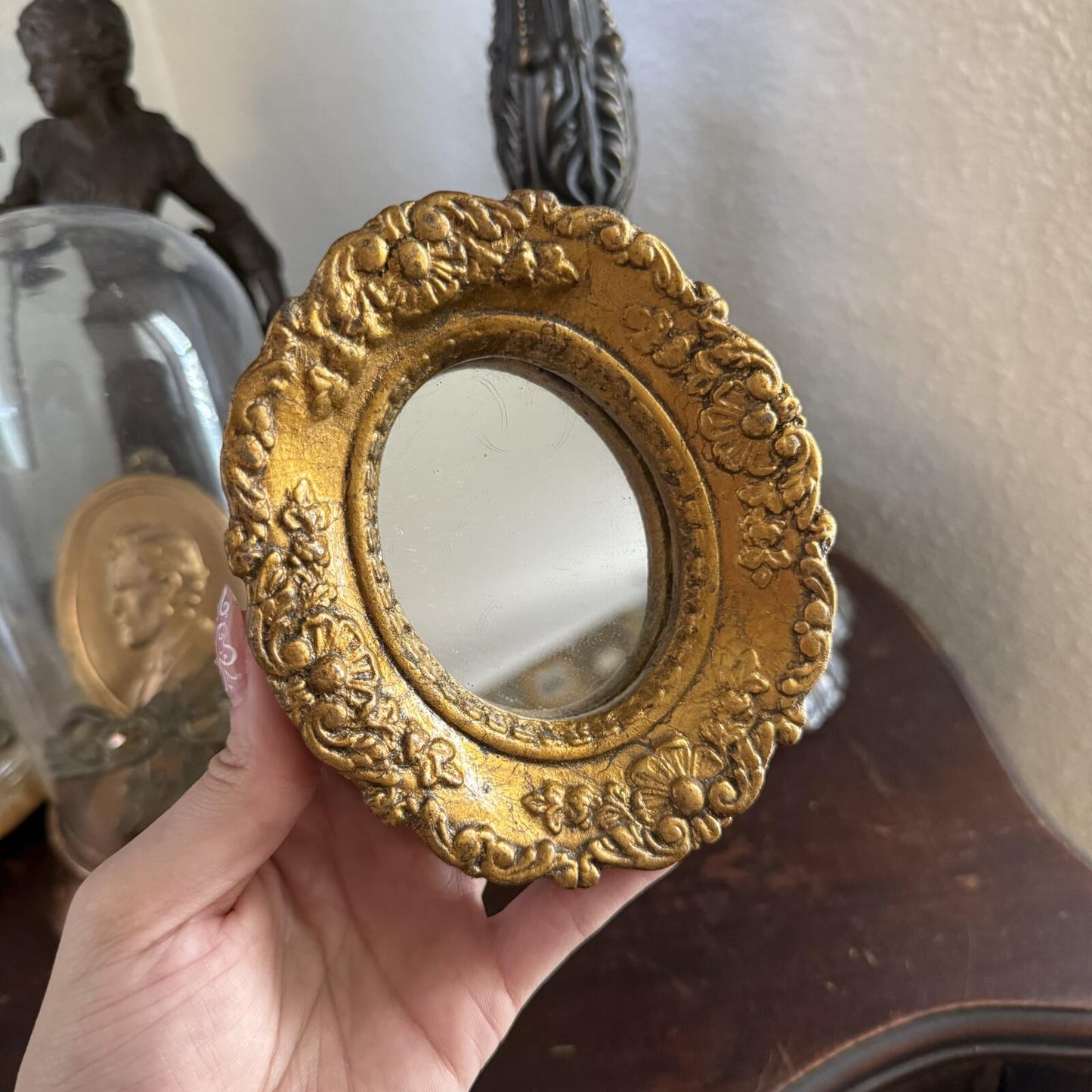 Vintage Resin Ornate Gold Mini Mirror