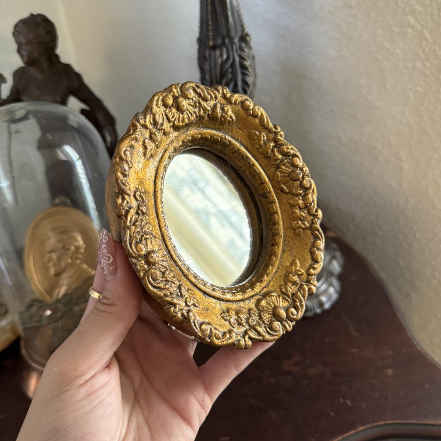 Vintage Resin Ornate Gold Mini Mirror