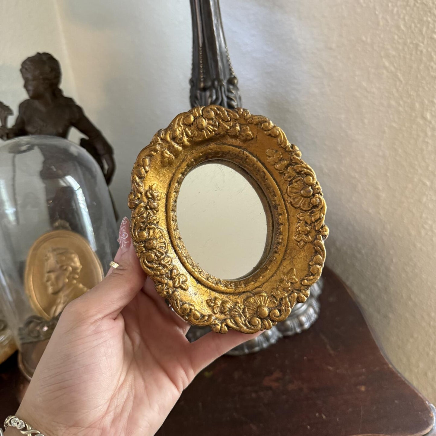 Vintage Resin Ornate Gold Mini Mirror