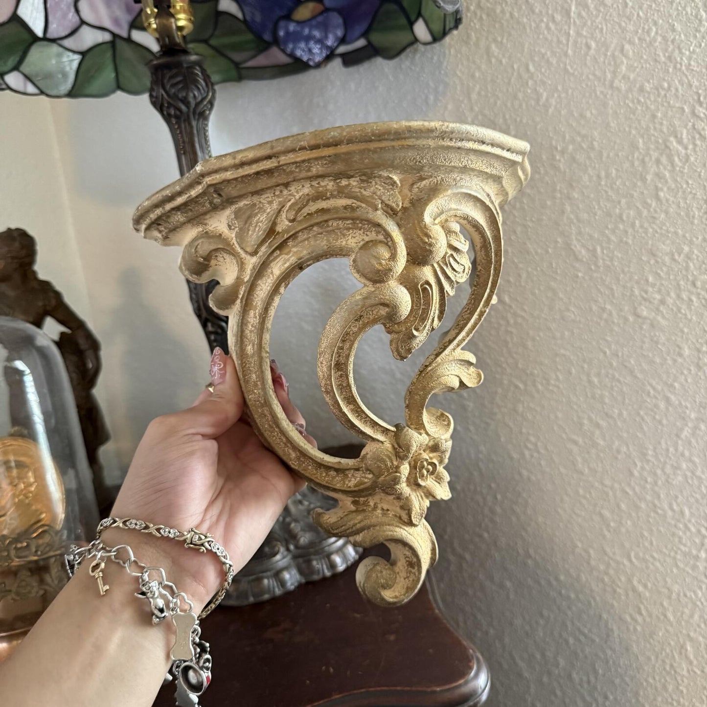 Vintage MCM Gold Plastic Wall shelve Sconce