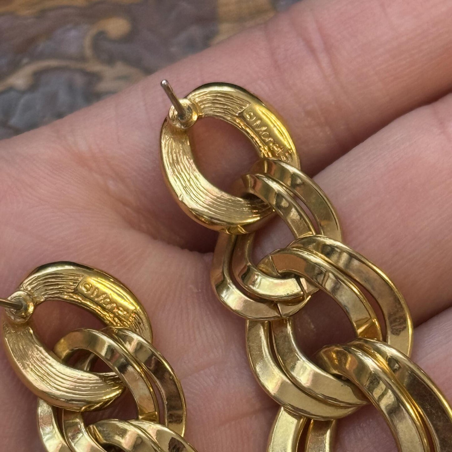 Vintage Gold tone dangle Monet Earrings
