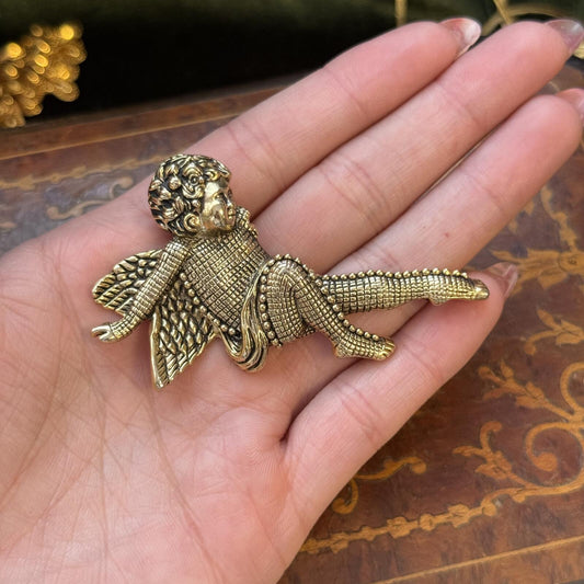 Vintage Gold tone Cherub Brooch Pin