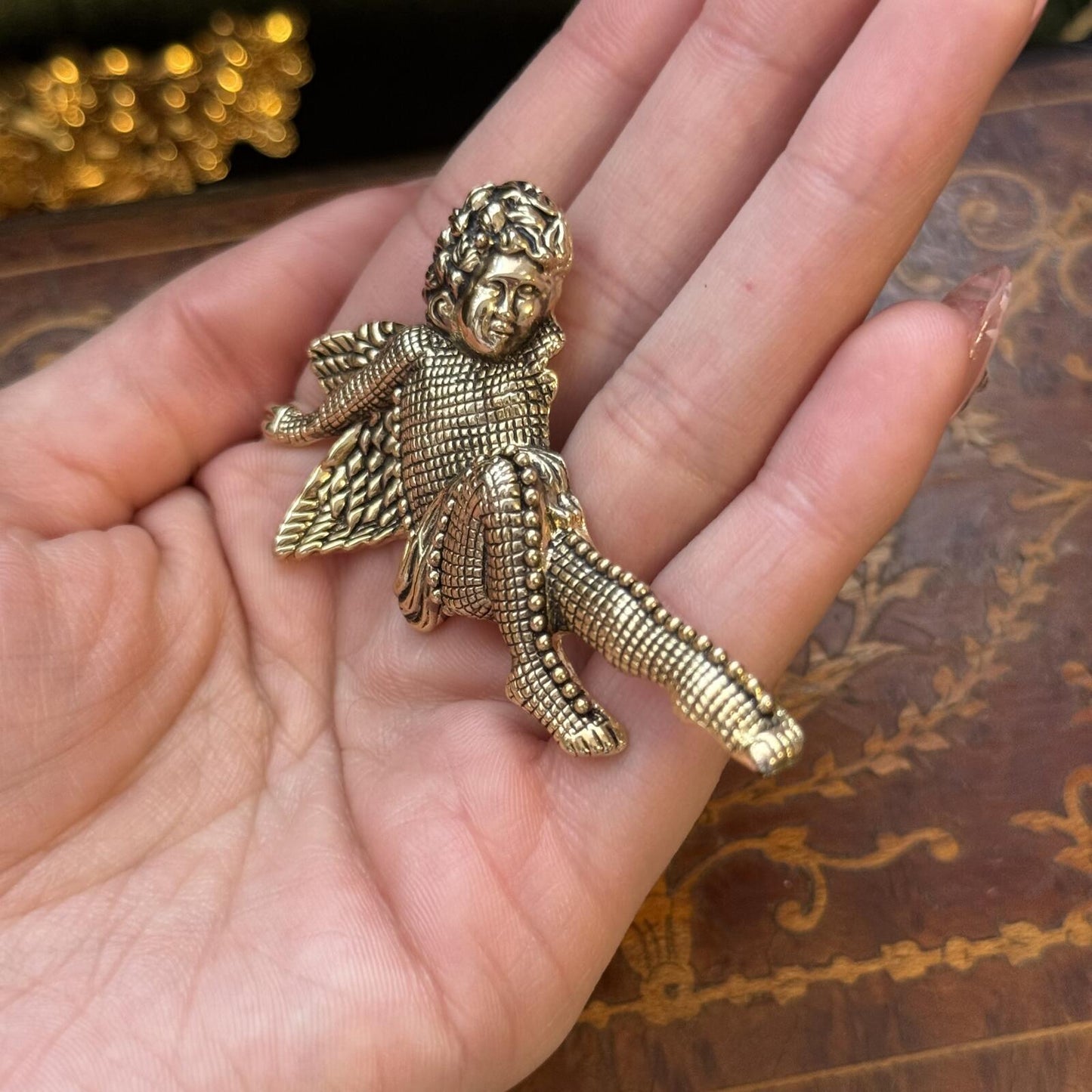 Vintage Gold tone Cherub Brooch Pin