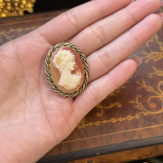 Vintage Resin Acrylic Cameo Brooch