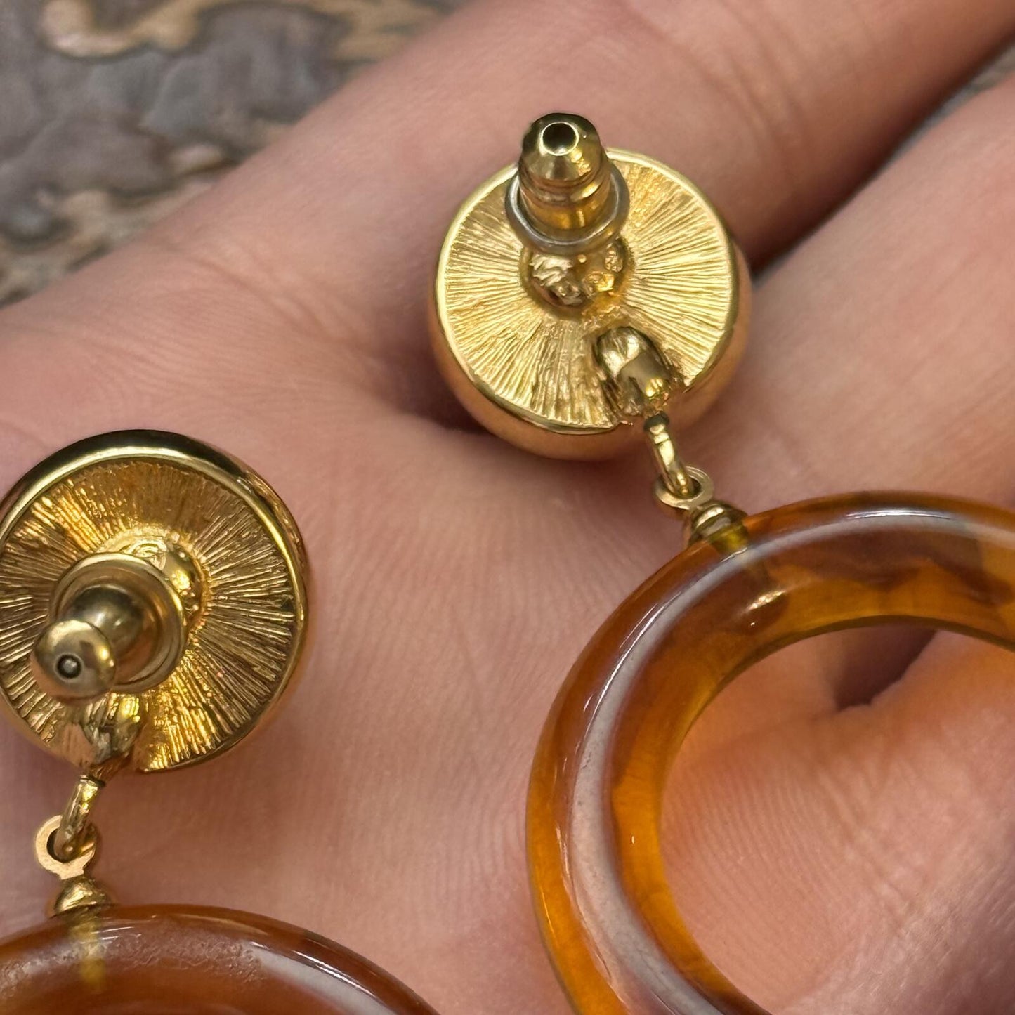 Vintage Monet Tortoiseshell Pierced Plastic Earrings