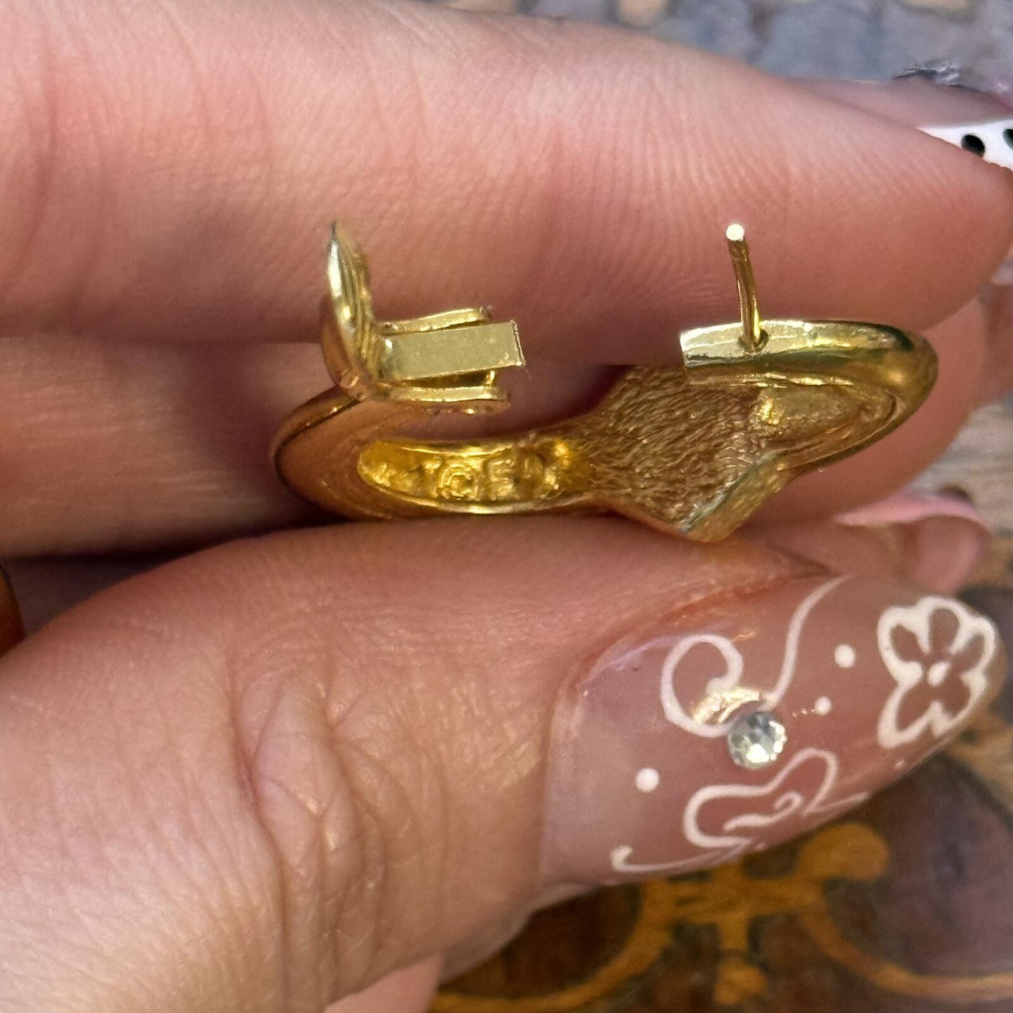 Vintage Gold Tone Rhinestone Hoop Earrings