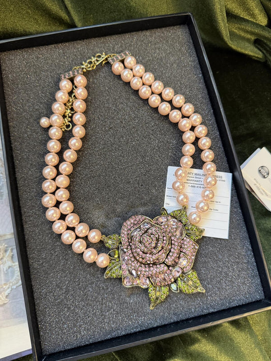 Heidi Daus “Beauty and the Beast” Rose Pearl Necklace