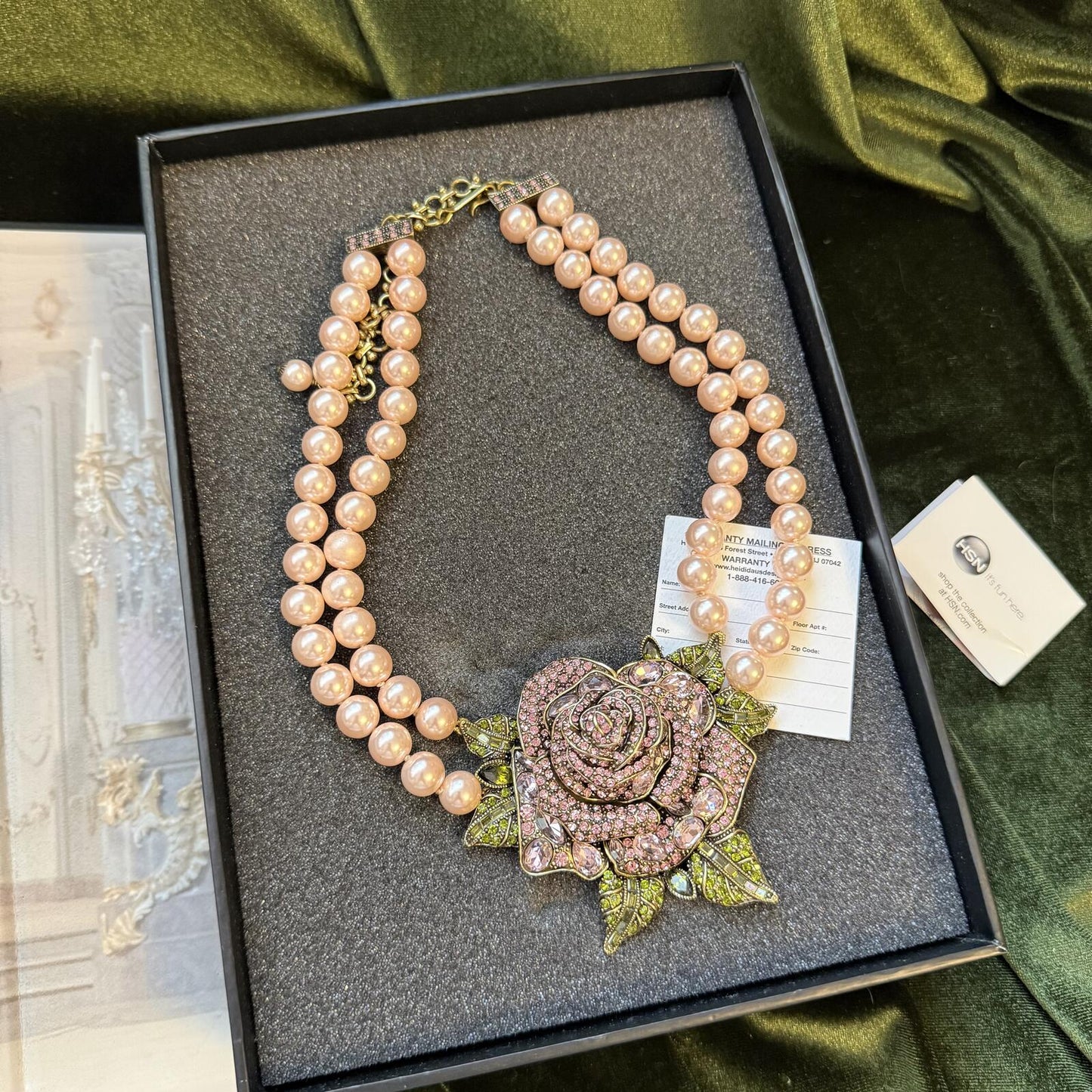 Heidi Daus “Beauty and the Beast” Rose Pearl Necklace