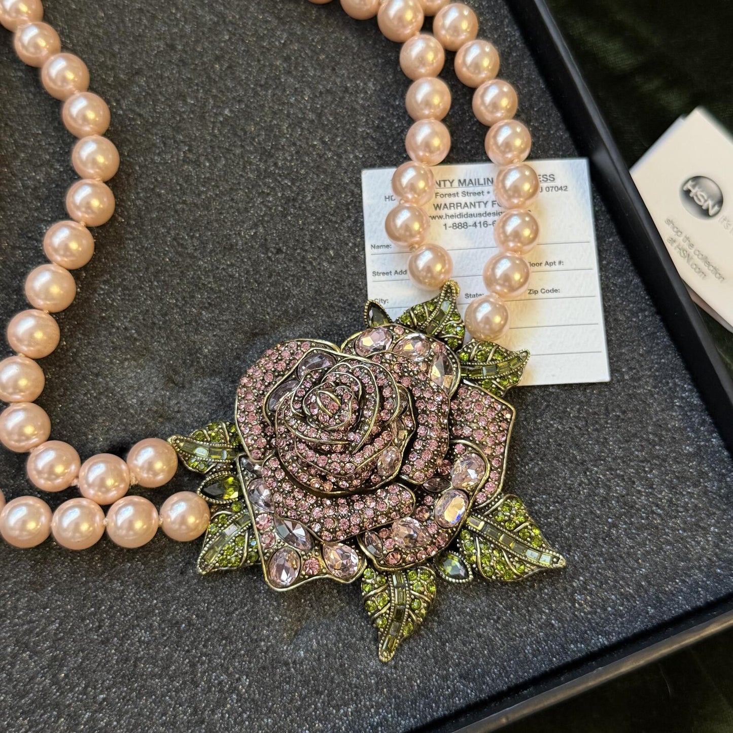 Heidi Daus “Beauty and the Beast” Rose Pearl Necklace