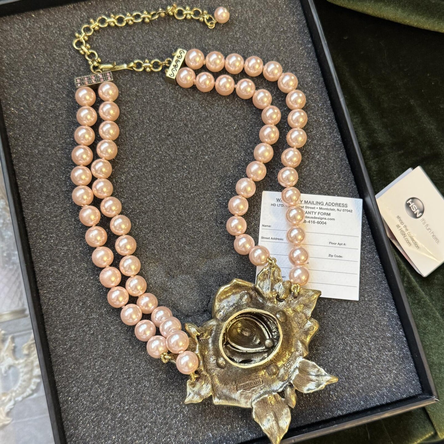 Heidi Daus “Beauty and the Beast” Rose Pearl Necklace