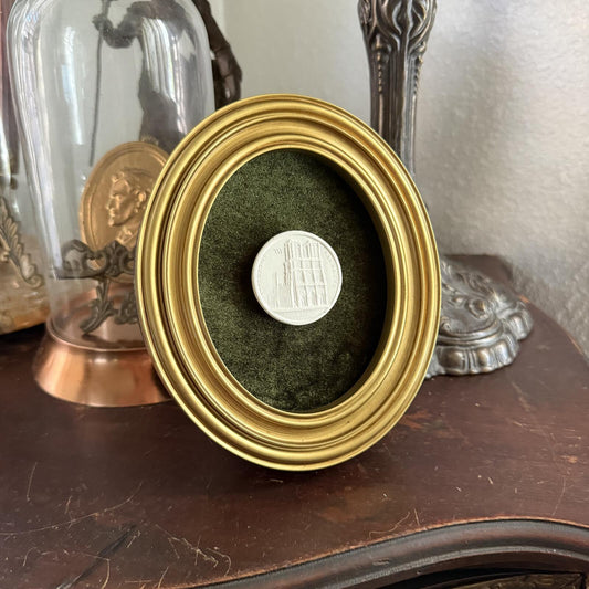 Vintage Style Framed Plaster Cameo Intaglio classical Relief Gold Oval Frame