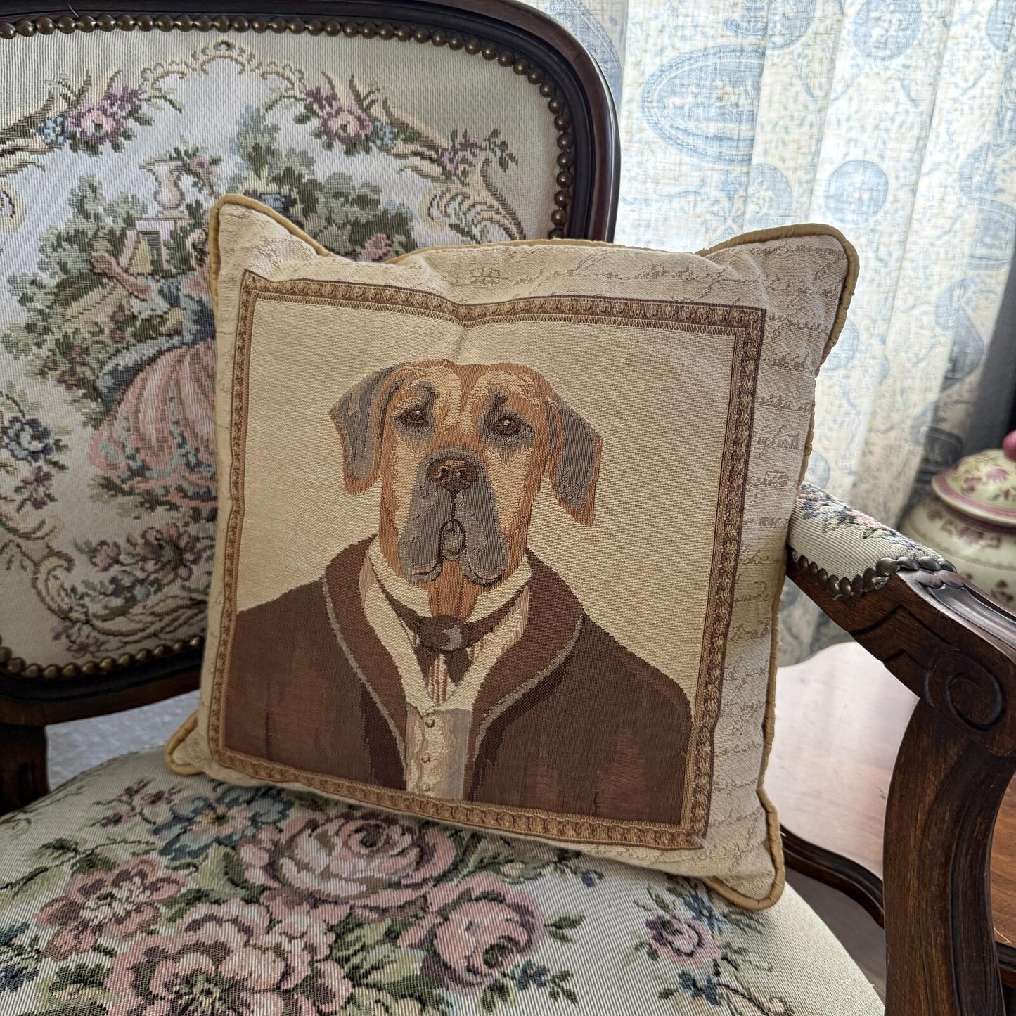 Vintage Winston Dog Portrait Pillow