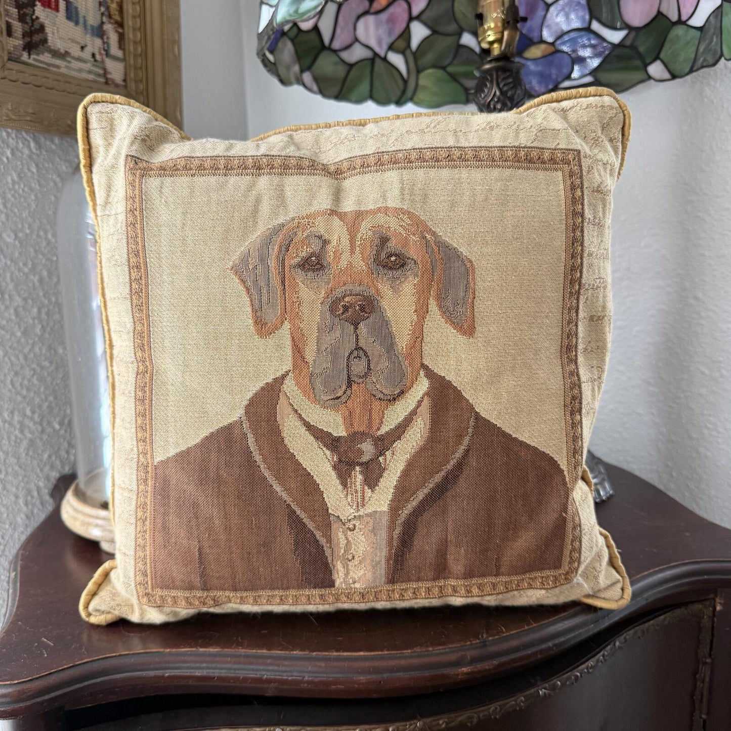 Vintage Winston Dog Portrait Pillow