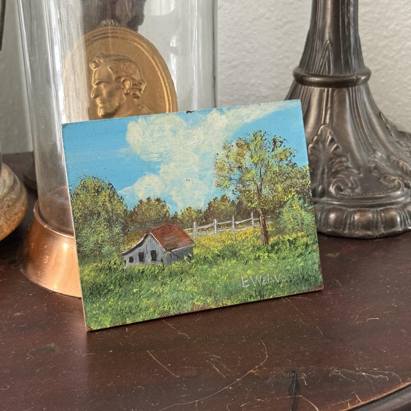 Vintage Farm shack Painting on Board