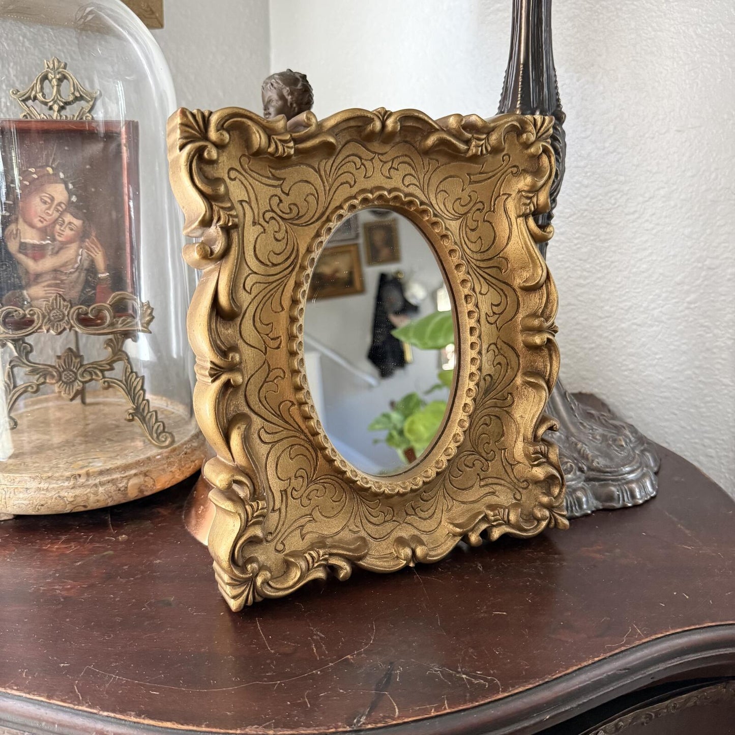 Vintage Gold tone Plastic MCM Ornate Mirror