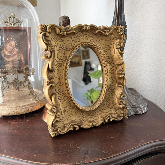 Vintage Gold tone Plastic MCM Ornate Mirror