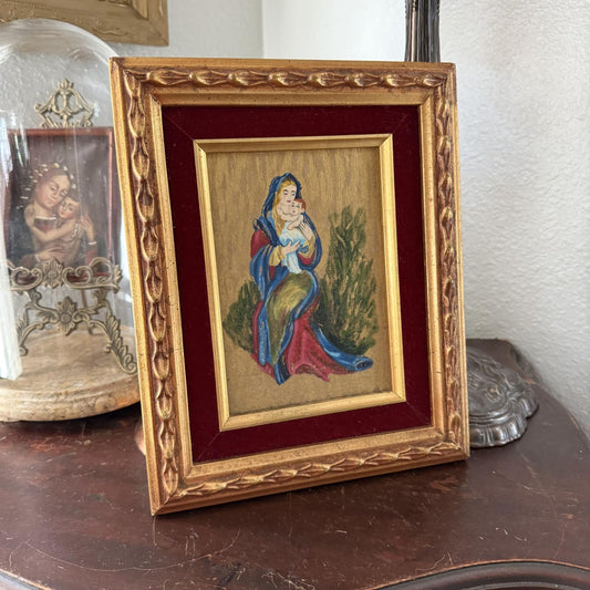Vintage 1974 Painting Religious depiction of the Madonna and Child