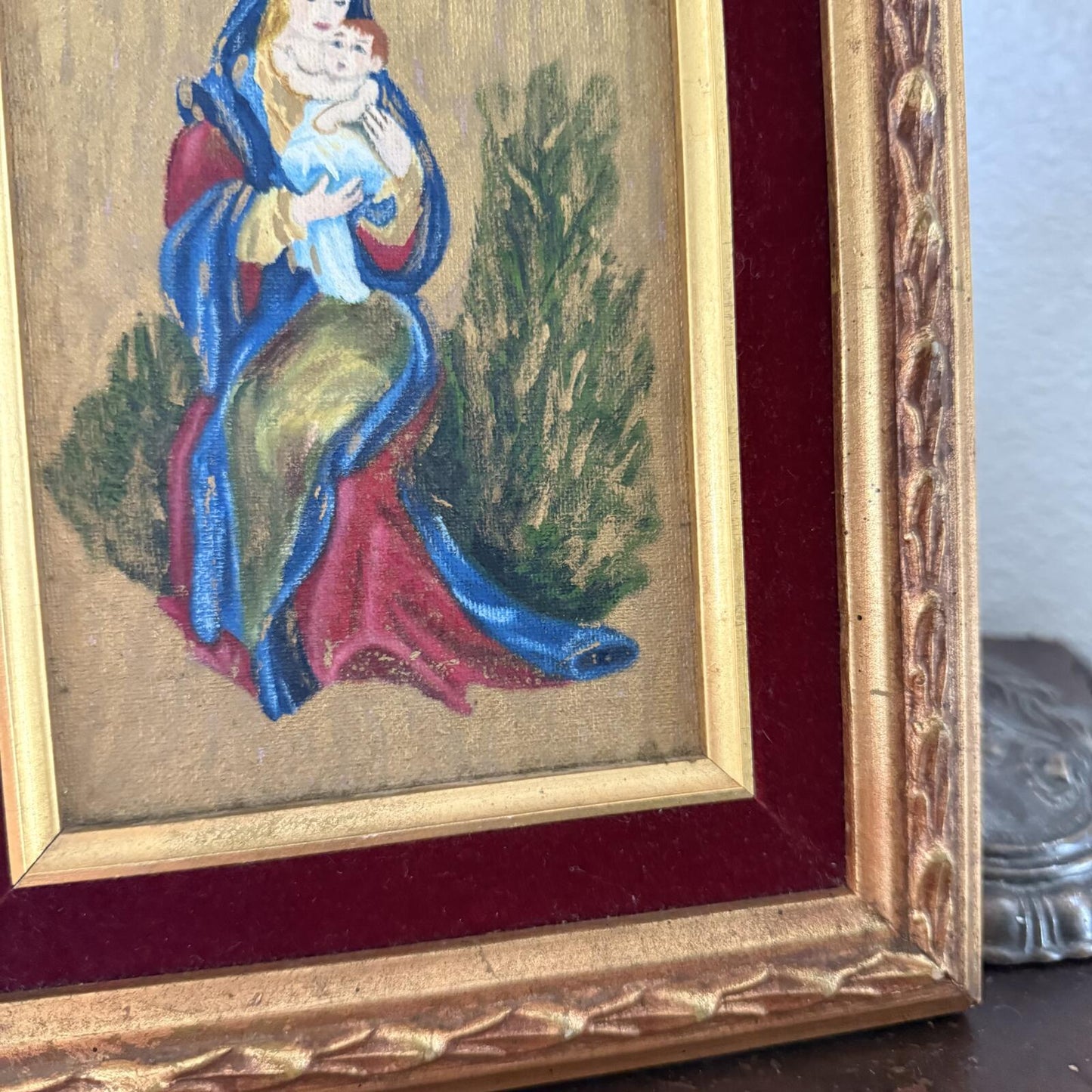 Vintage 1974 Painting Religious depiction of the Madonna and Child
