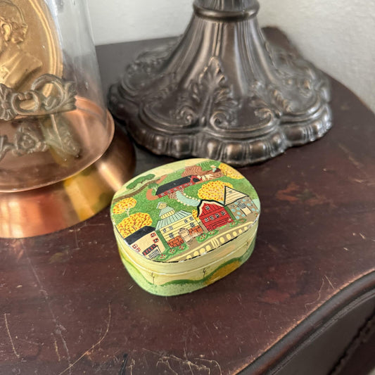 Vintage Hand Painted Small Farm Scenery Box