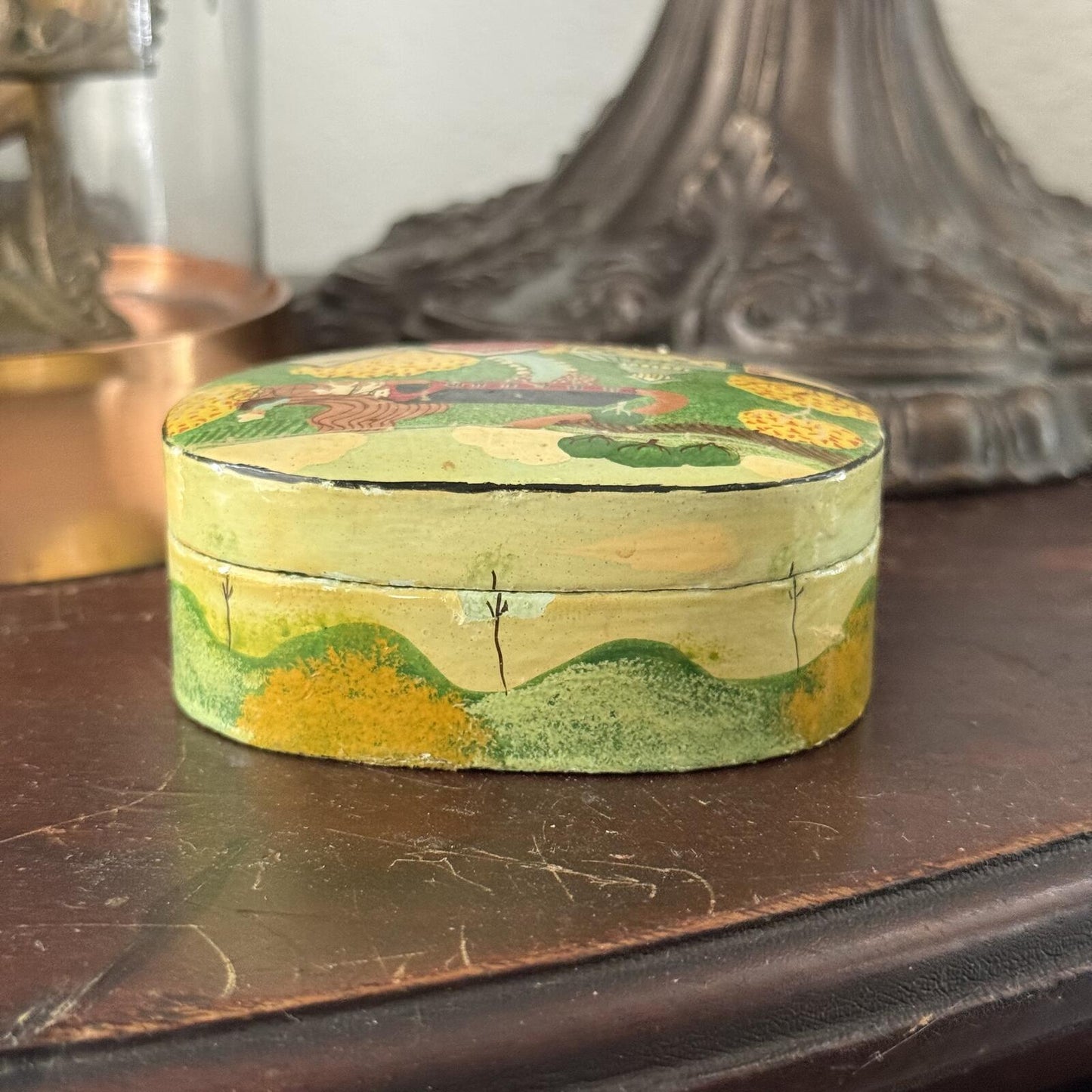 Vintage Hand Painted Small Farm Scenery Box