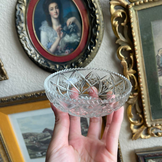 Vintage cut glass circular little bowl