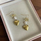 Vintage style faux pearl & heart locket dangle earrings