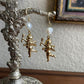 Vintage style faux pearl Cherub dangle earrings